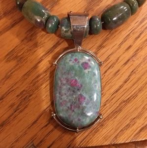 Jay King Ruby in Fuchsite Sterling Silver Necklace